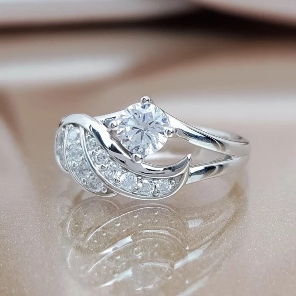 Lovely Zircon Full Filled Romantic Angel Wings Wedding Ring for Women, PD336 - Picture 6 of 7